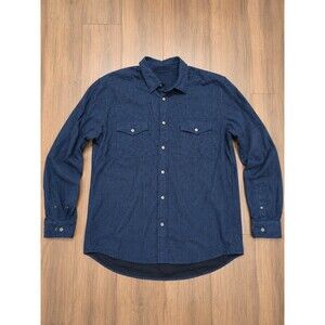 Knightsbridge XL Navy Microsuede Button Front Shirt Mens Long Sleeve